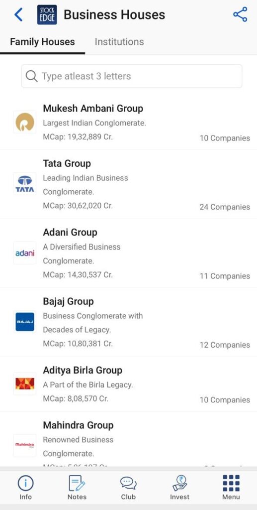 Stockedge business houses