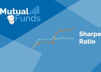 A graphic representation of "mutual funds" in a blue background. The graphic has the words “mutual funds” in white text on the left side and the words “sharpe ratio” in white text on the right side. The graphic has a line graph in orange and white in the center, which appears to be showing the performance of a mutual fund over time. The graphic has the words “mutual funds” in white text on the left side and the words “sharpe ratio” in white text on the right side. The graphic has a line graph in orange and white in the center, which appears to be showing the performance of a mutual fund over time.
