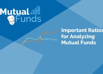 A graphic showing nine important ratios for analyzing mutual funds in a blue background.