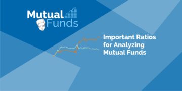 A graphic showing nine important ratios for analyzing mutual funds in a blue background.