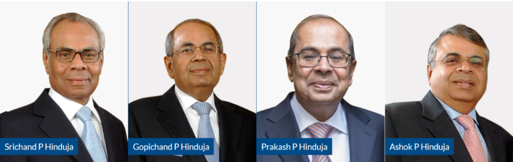 Picture of  hinduja group chairman with his siblings.