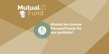 A text-based graphic asking the question "should we choose focused funds for our portfolio? ". The text is in a white sans-serif font on a brown background. The words "focused funds" and "portfolio" are bolded.