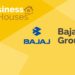 Bajaj group - the world’s favourite indian, now & always 12 A collage of logos of various business houses and the bajaj group set against a yellow background. The text "business houses" is written at the top of the image, and "bajaj group" is written below the bajaj logo in the center of the image.