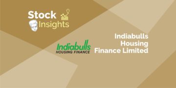 A graphic design image with the words "stock insights" and "indiabulls housing finance ltd. " in a beige background.