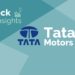 Tata motors limited – connecting aspirations 4 A graphic image featuring the logos and names of “stock insights” and “tata motors ltd. ” on a geometric, multi-shaded blue background.