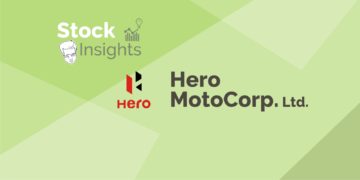 A promotional image for hero motocorp ltd. , featuring their logo with "stock insights".
