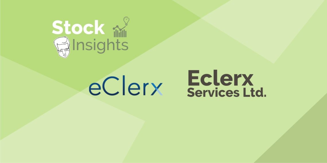 Logos of eclerx and stock insights on a green background
