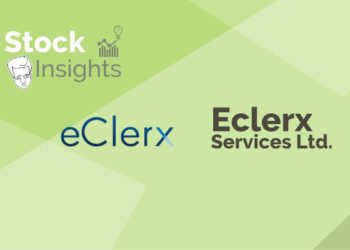 Logos of eclerx and stock insights on a green background