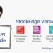 Stockedge version update 6. 1 7 A character with a blanked out face, wearing a suit, and holding a sign that reads “version upgrade. ” to the right of the character is text that reads “stockedge version 6. 1” in bold letters. Below this headline are four colorful icons with text describing features of the version upgrade: