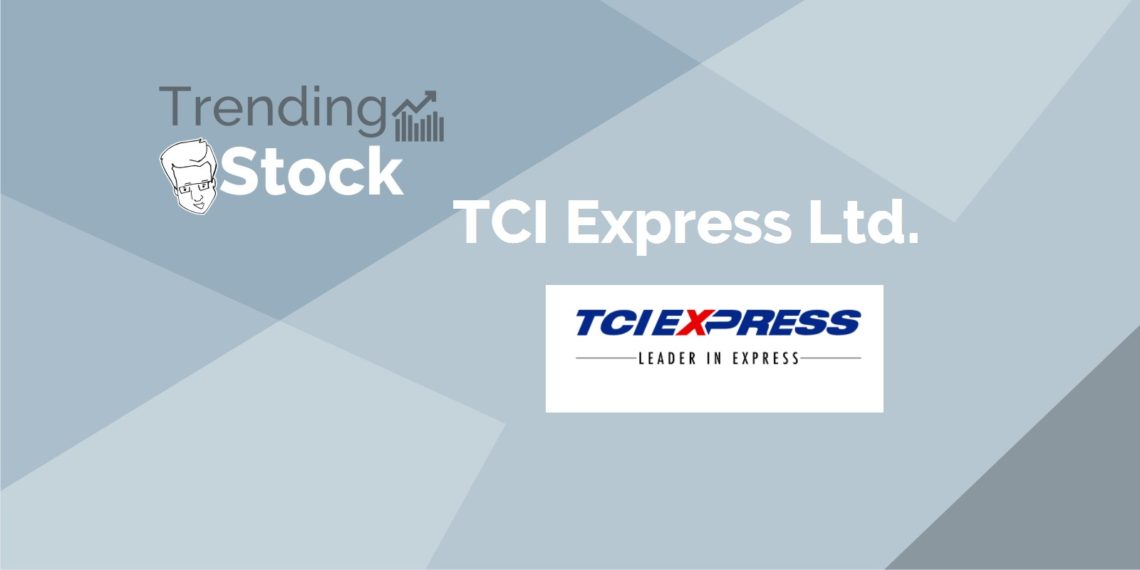 Graphic image with a grey background and white text that reads ‘trending stock tci express ltd. ’ and the company’s logo.