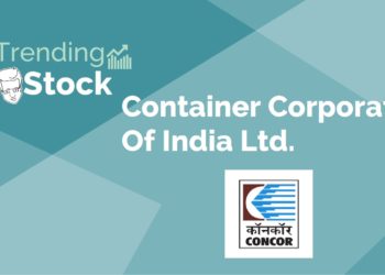 The logo of the container corporation of india (concor), a leading logistics company specializing in container transportation and related services, pictured against a blue backdrop.