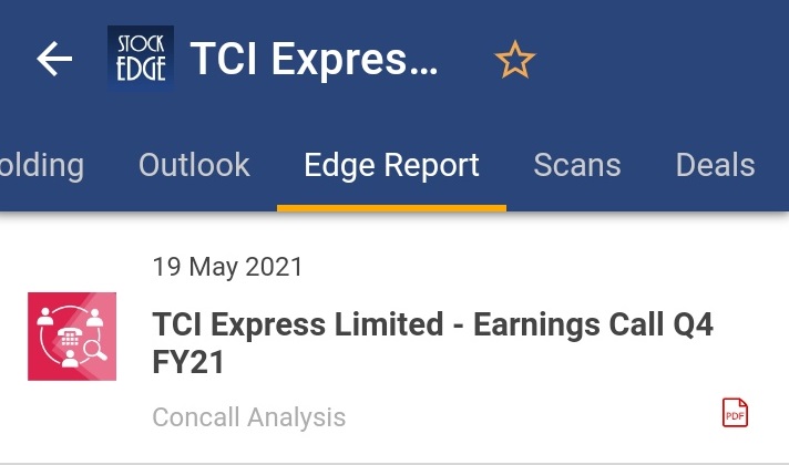 Edge report of tcu express ltd. For the q4 fy21 from the stockedge app.