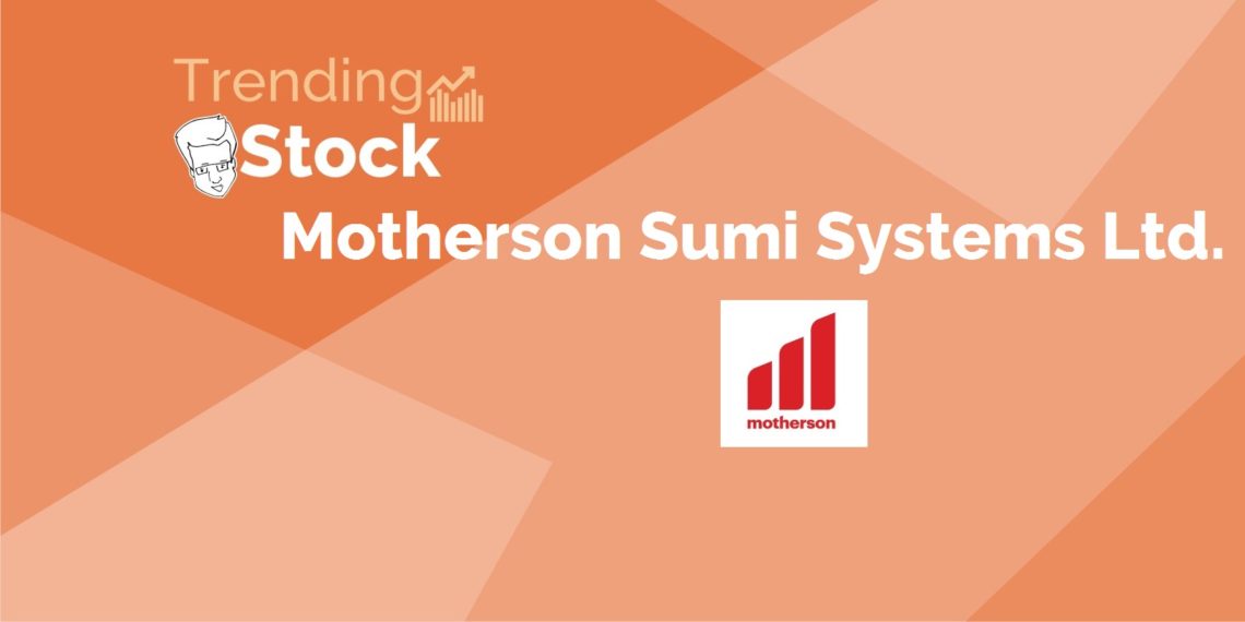 An orange graphic with the text “trending stock motherson sumi systems ltd. ” and the company’s logo.