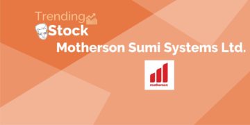 An orange graphic with the text “trending stock motherson sumi systems ltd. ” and the company’s logo.