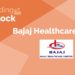 Trending stocks – bajaj healthcare ltd. 22 A graphic representation of a trending stock "bajaj heaithcare ltd. "with a orange background.