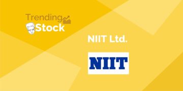 A graphic representation of the logo of a trending stock company "niit ltd. " in a yellow background.