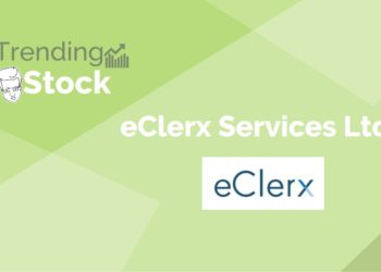 A graphic with a green background. The text “trending stock” is written in black in the top left corner, and the text “eclerx services ltd. ” is written in black in the top right corner. The eclerx logo is in the bottom right corner. It is a white square with the text “eclerx” in black.