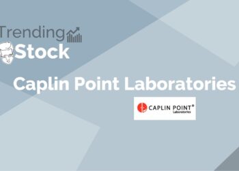 A graphic of a stock trend chart with the text ‘trending stock caplin point laboratories ltd. ’ and the company’s logo.