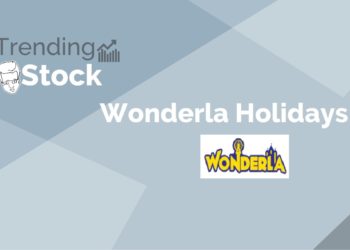 A graphic representation of trending stock "wonderla holidays ltd. " with a background gradient of light blue and grey.
