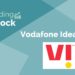A graphic representation of trending stock "vodafone idea ltd. " in a background gradient of green and blue.