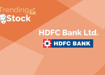 An orange graphic with the text ‘trending stock’ and ‘hdfc bank ltd. ’ with the hdfc bank logo.