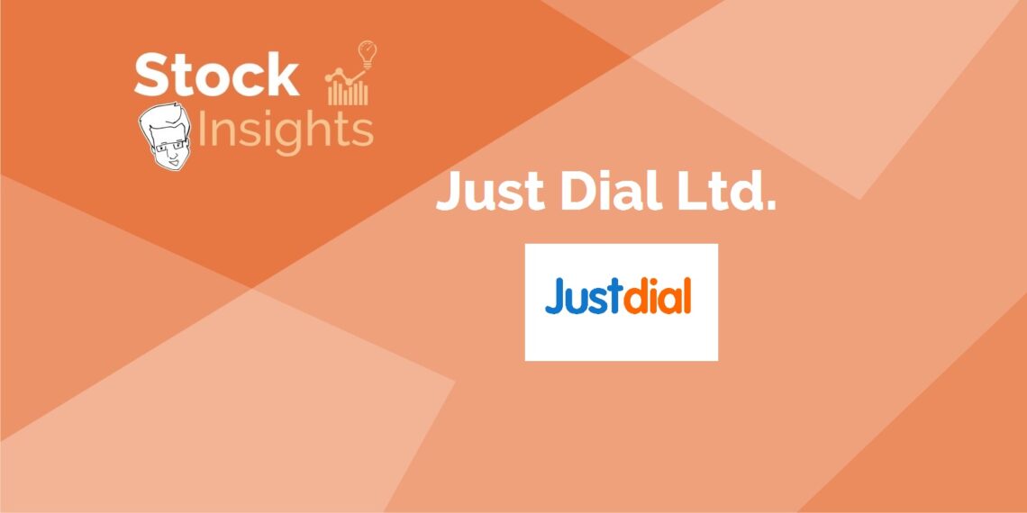 A logo for justdial, an indian local search engine, with the text 