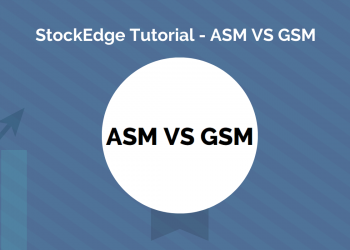 A tutorial image from stockedge comparing asm and gsm. It features a blue background with an ascending graph, two illustrated characters on the left, and large white circle containing the text “asm vs gsm”.
