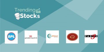 Logo of trending stocks bpl, gokuldas exports ltd. , apollo tyres and faze clan ltd.