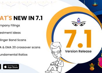 The image is a promotional graphic for the “7. 1 version release” of stock edge.