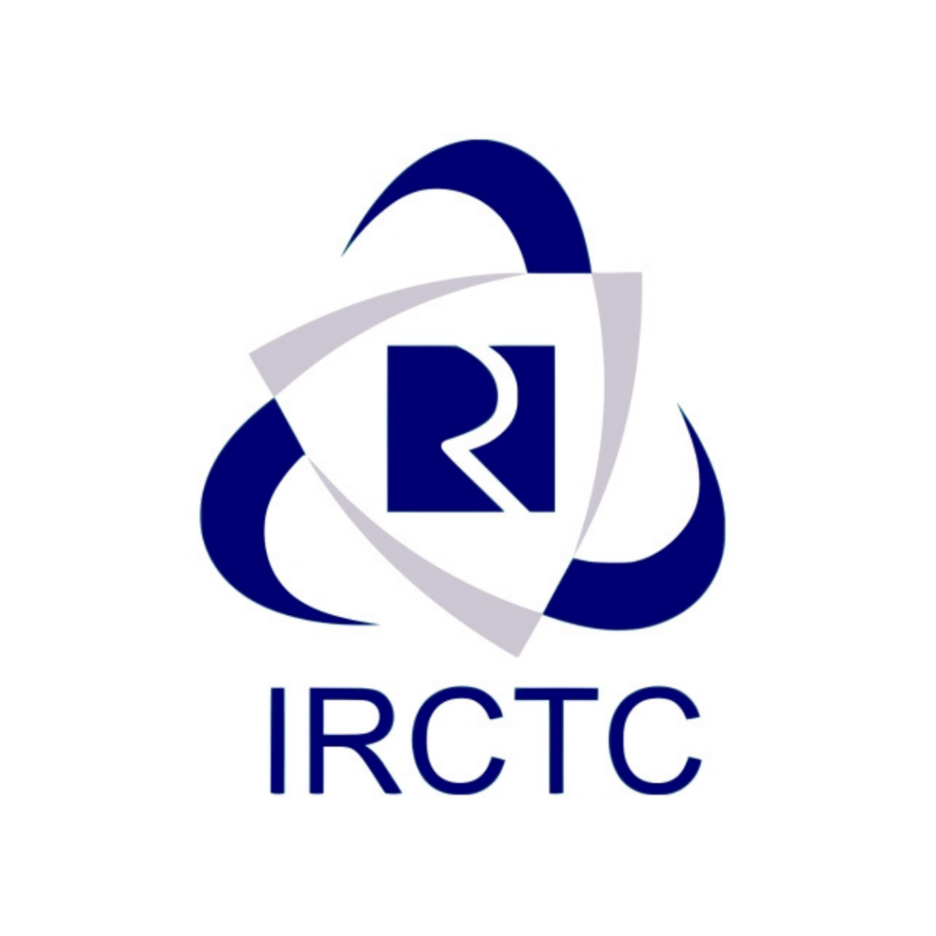 A logo of the Indian Railway Catering and Tourism Corporation (IRCTC) in blue and white colors.