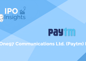 A blue background with the text "ipo insights" and the paytm logo.