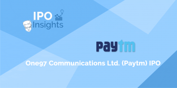 A blue background with the text "ipo insights" and the paytm logo.