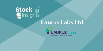 A green background with the laurus labs logo in the center and the text "stock insights laurus labs ltd. " above it. Below the logo, the text "knowledge. Innovation. Excellence. " is displayed.