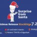 Stockedge latest version update 7. 2 8 A festive image of a man in a santa hat holding a bag of presents, promoting the stockedge christmas release.