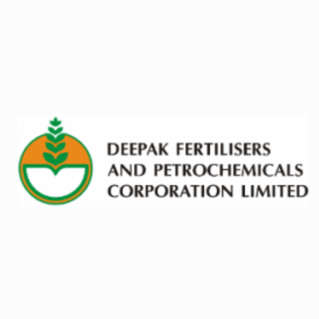 The logo of a fertilisers and petrochemicals company named deepak fertilisers and petrochemicals corporation ltd. Is shown with a white background in behind.