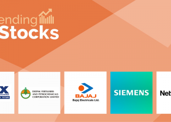 A snapshot of the indian stock market, showcasing iex, deepak fertilisers, and bajaj electricals as the top trending stocks.