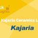 Kajaria ceramics ltd - the market leader of ceramic tiles in india 9 A yellow background with a blue and white logo of kajaria ceramics ltd. , a leading manufacturer of ceramic tiles in india.