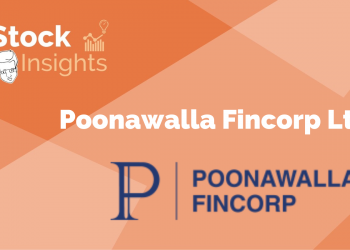 A graphical representation of the logo of poonawalla fincrop ltd. In a n orange background.