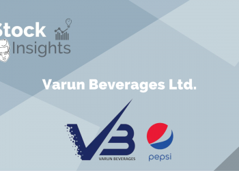 A logo of pepsico, inc. Above a logo of varun beverages ltd. , a bottler of pepsico beverages in india. The text "stock insights" is above the logos.