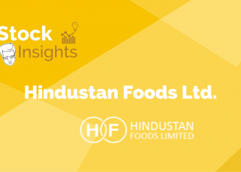 A graphic titled “stock insights” featuring the logo and name of “hindustan foods ltd. ” on a bright yellow background.