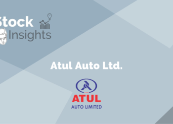 A grey background with the text "stock insights" and the atul auto ltd. Logo.