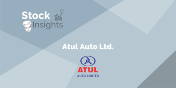 A grey background with the text "stock insights" and the atul auto ltd. Logo.