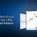 Chart patterns - holy grail of stock market analysis 12 A mobile phone displaying a stock chart with the text "take control of your trades like a pro with chart pattern" overlaid. The chart shows an upward trend with the stock price rising over time.