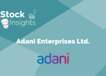 A blue and green gradient background with the adani enterprises ltd. Logo in the center.