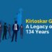 Kirloskar group- a legacy of 134 years 5 “illustration of a group of people in business attire walking towards a blue arrow pointing upwards, with the text “kirloskar group a legacy of 134 years” on the right side”.