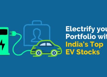 India’s top electric vehicle(ev) stocks 2 An image charging the electric vehicle from e-station and text written on the right side "electrify your portfolio with india's top ev stocks"