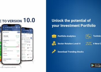 A poster for the stockedge investment app, promising to unlock the potential of your portfolio.