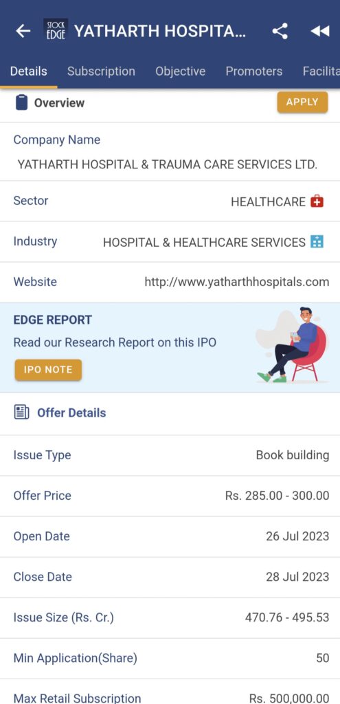 Yatharth hospital ipo