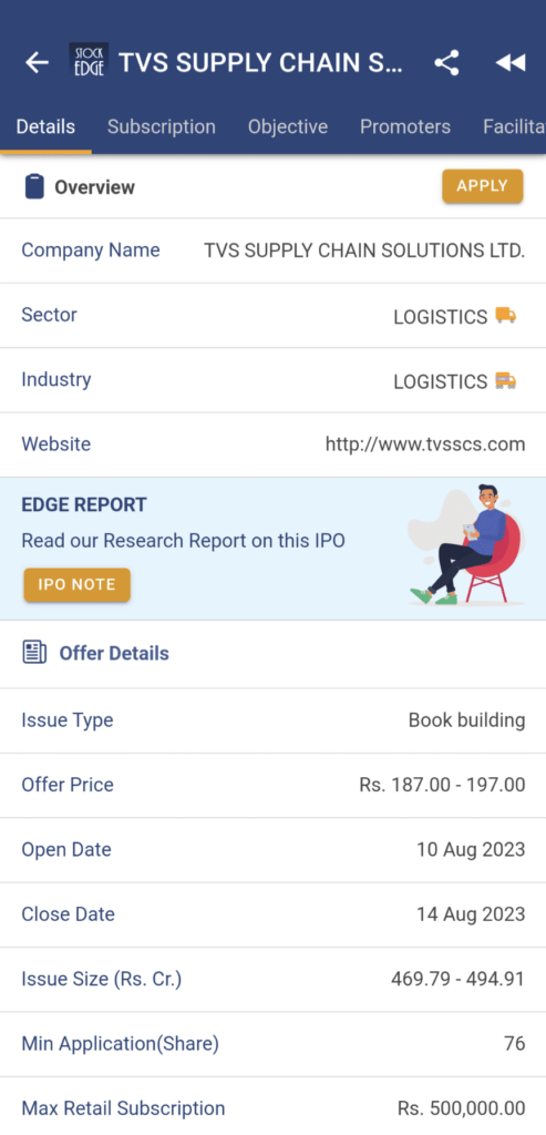 Tvs supply chain solutions ipo