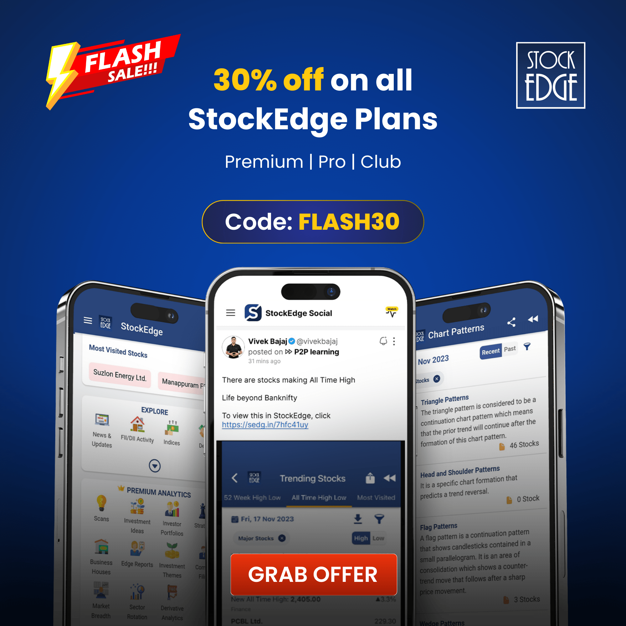 Get 30% discount on all StockEdge plans.